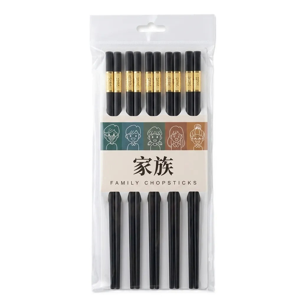 Set of 5 Black Wooden Chopsticks