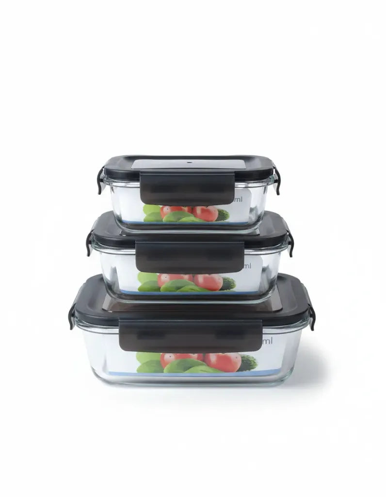 Rectangle 3-pc Borosilicate Glass food container