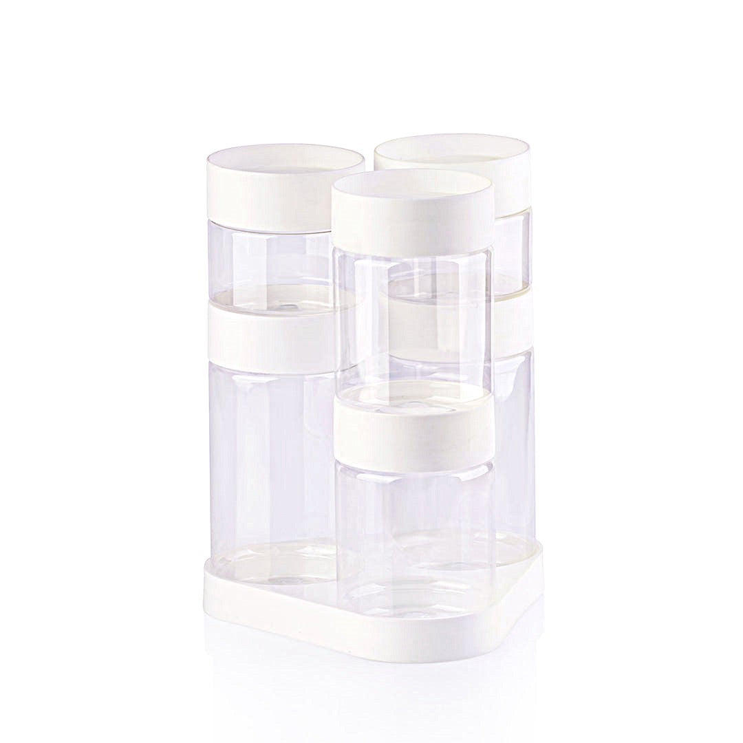 Max Plast Plastic Spices Jars Set of 6 PCS with Stand