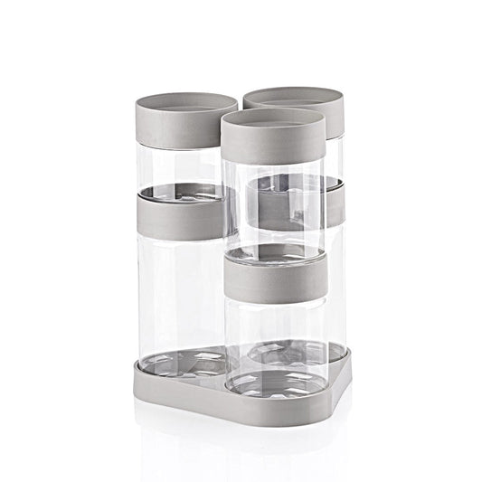 Max Plast Plastic Spices Jars Set of 6 PCS with Stand