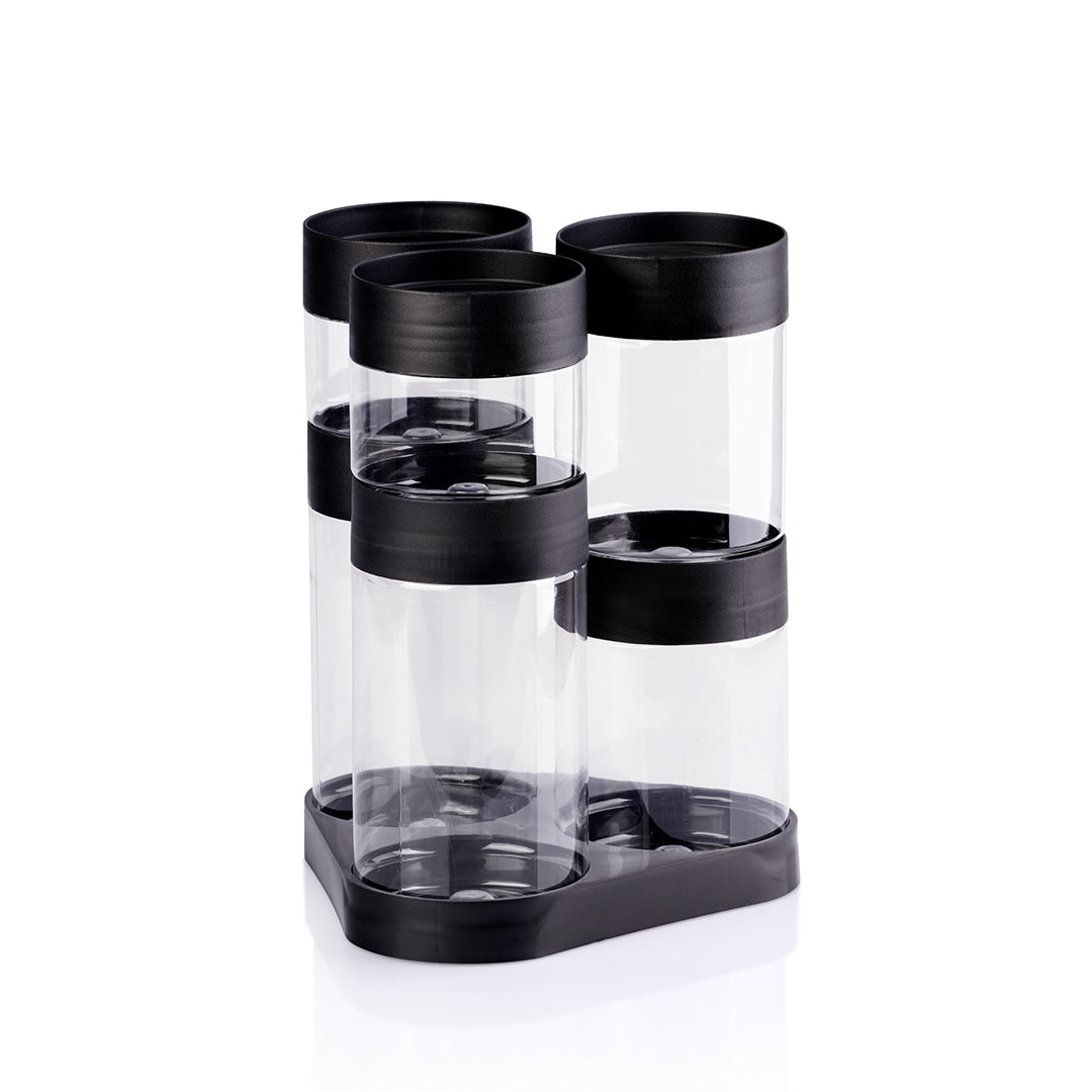 Max Plast Plastic Spices Jars Set of 6 PCS with Stand