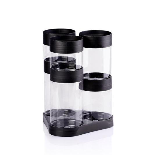Max Plast Plastic Spices Jars Set of 6 PCS with Stand