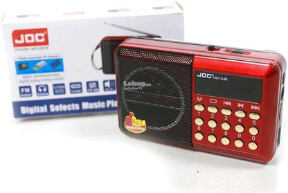 H011UR Portable Digital Jock Radio - MP3 Music Player Support USB TF Card Slot with FM Radio - Red