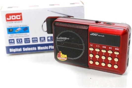 H011UR Portable Digital Jock Radio - MP3 Music Player Support USB TF Card Slot with FM Radio - Red
