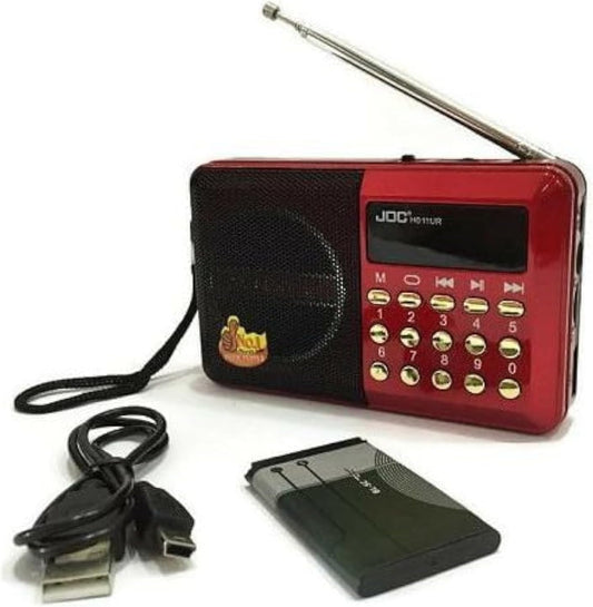 H011UR Portable Digital Jock Radio - MP3 Music Player Support USB TF Card Slot with FM Radio - Red