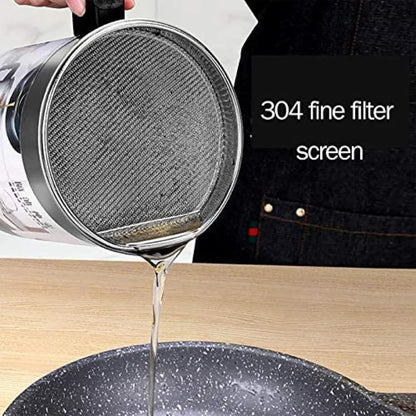 Oil Filter Jug with Stainless Steel Strainer 1.4L
