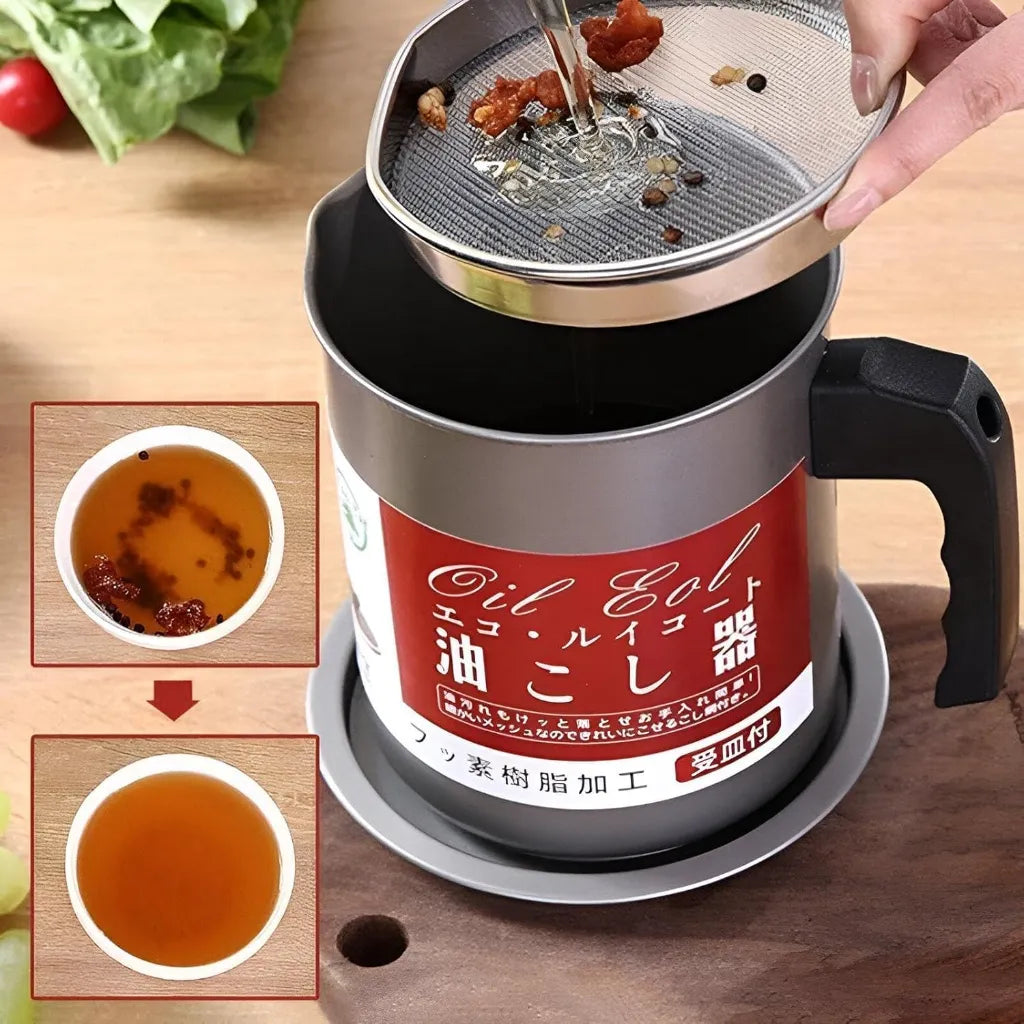 Oil Filter Jug with Stainless Steel Strainer 1.4L