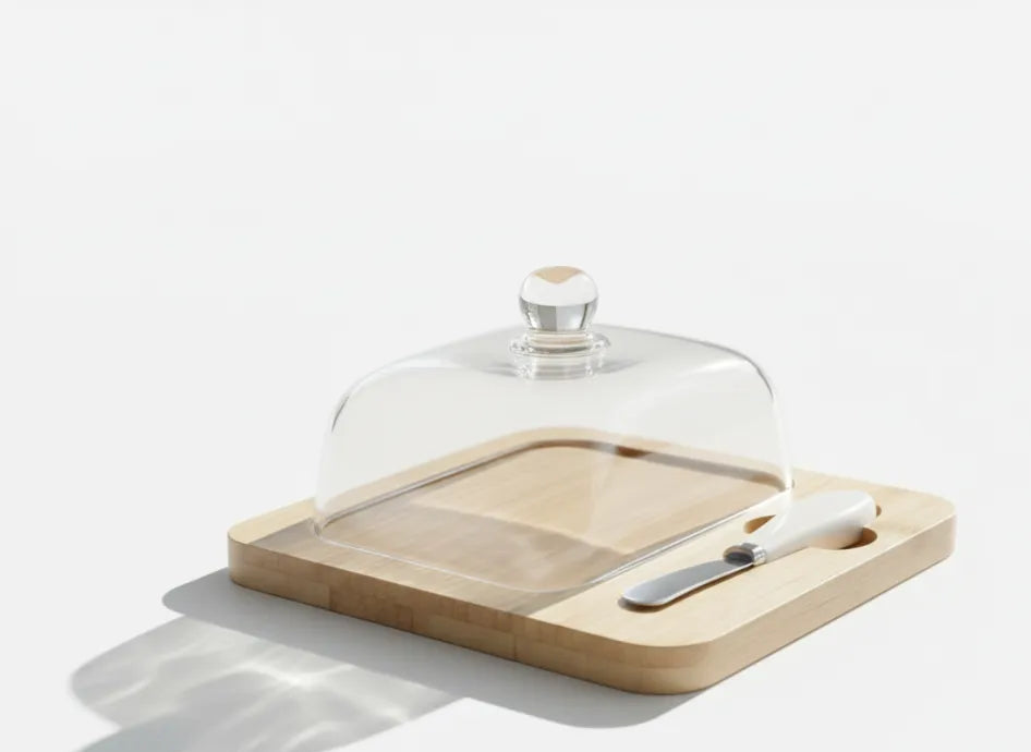 Glass White Butter container with knife 3906