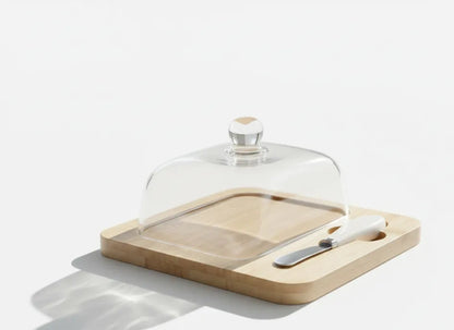 Glass White Butter container with knife 3906