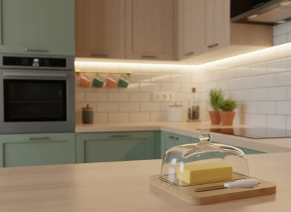 Glass White Butter container with knife 3906