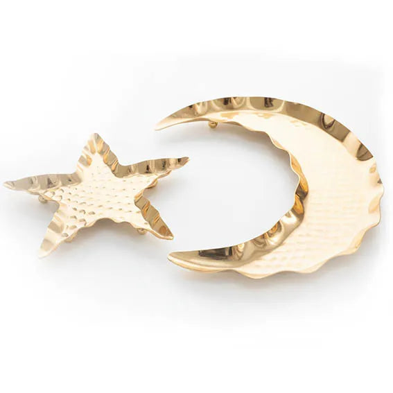 Ramadan Golden Crescent and Star-shape serving plate medium