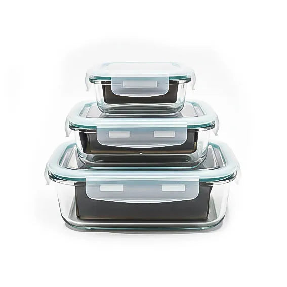 3-Pc Glass regtangle glass bowls