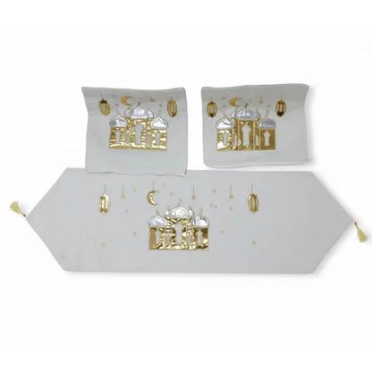 Ramadan Set with Embroidery, 2 Pillow Covers and a Table runner