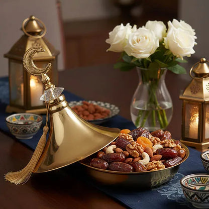 Ramadan Golden Lantern-shape serving bowl with lid  3132