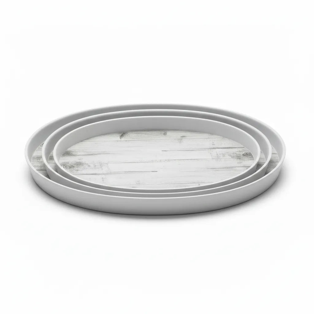 Set of 3 oval plastic trays
