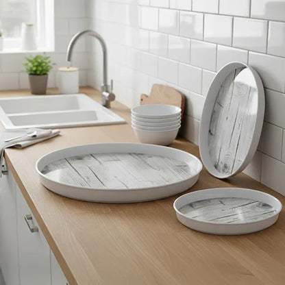 Set of 3 oval plastic trays