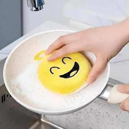 مجموعة من 4 إسفنجات غسيل أطباق على شكل وجه مبتسم