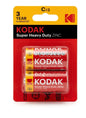 2x Kodak Extra Heavy Duty Batteries Cell R14 Battery Remotes Toys Camera Console