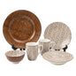 30-Piece Elegant  Brown and White Ceramic Dinnerware Set