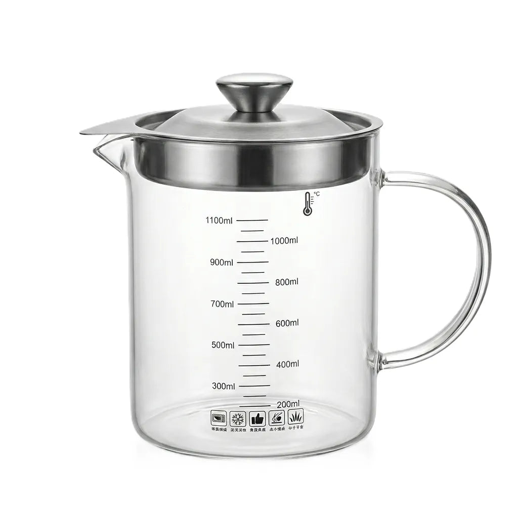 Glass oil strainer