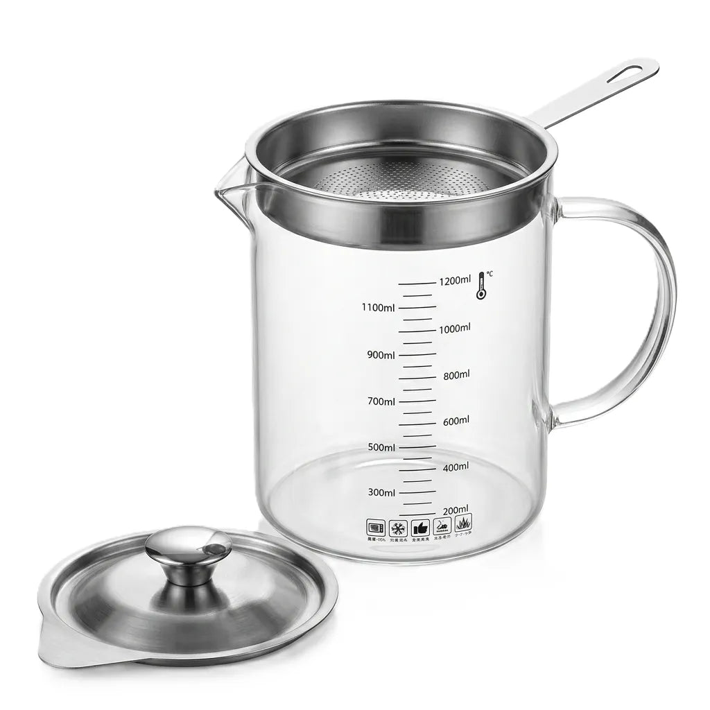 Glass oil strainer