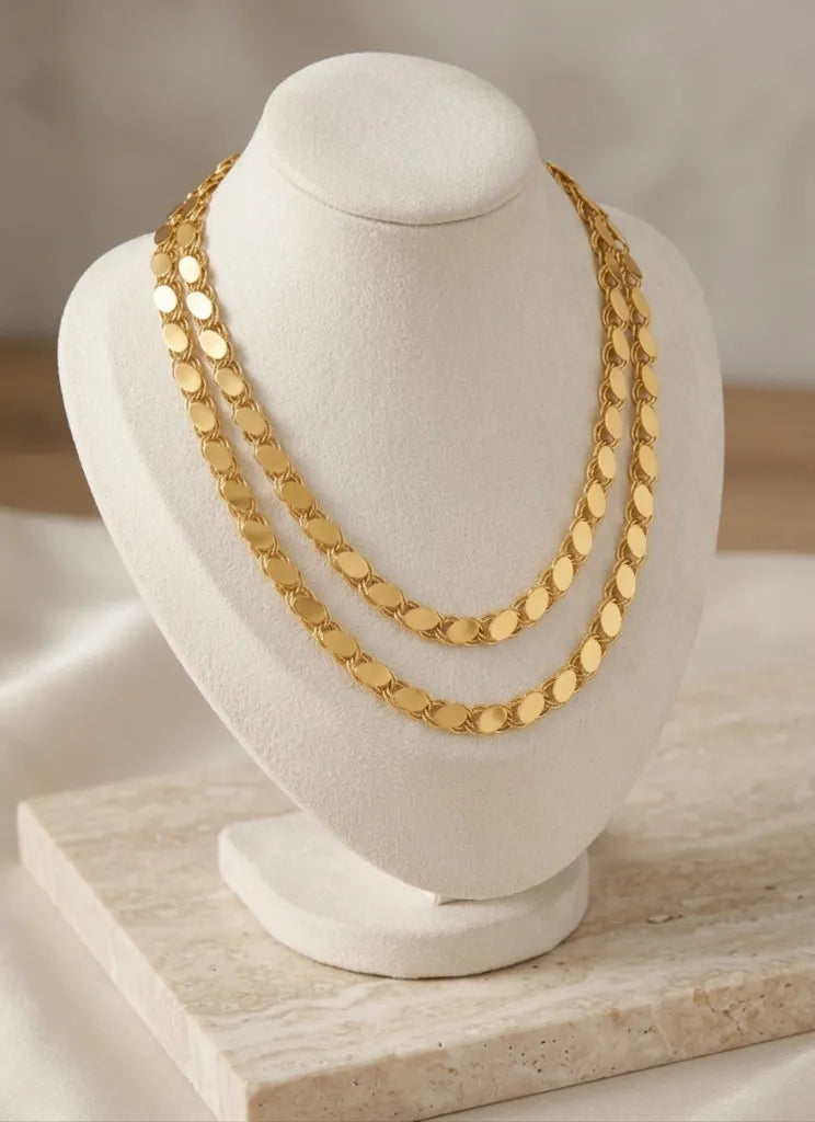 Gold-Plated Stainless Steel Flat Necklace