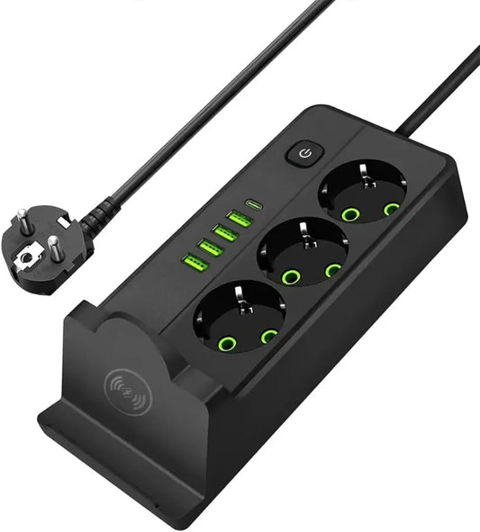 مشترك 3 عين (4USB - 1 TYPE C) + شاحن لاسلكى