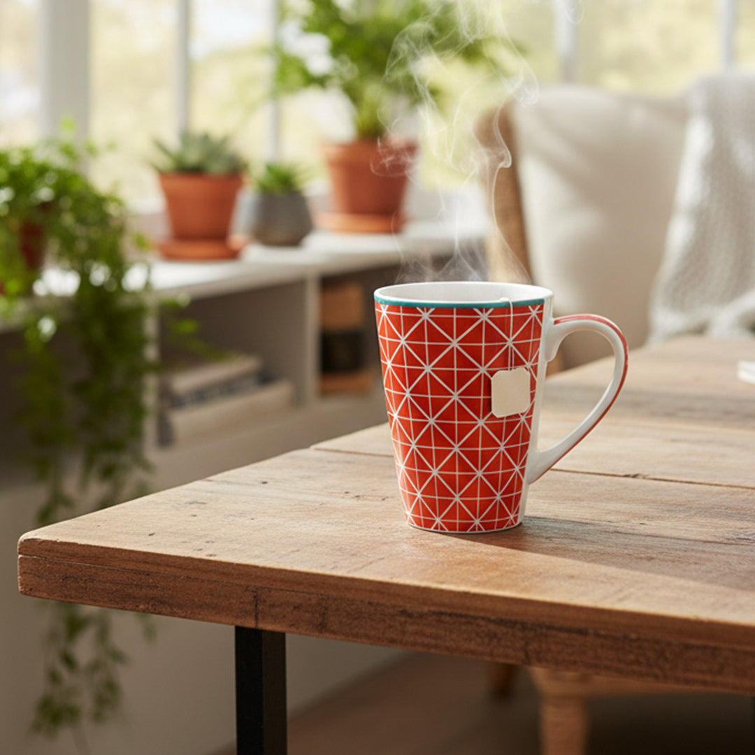 Tall Ceramic-modern mug Hexagon patterns