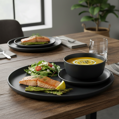Dinnerware elegant Black plate 18-PC