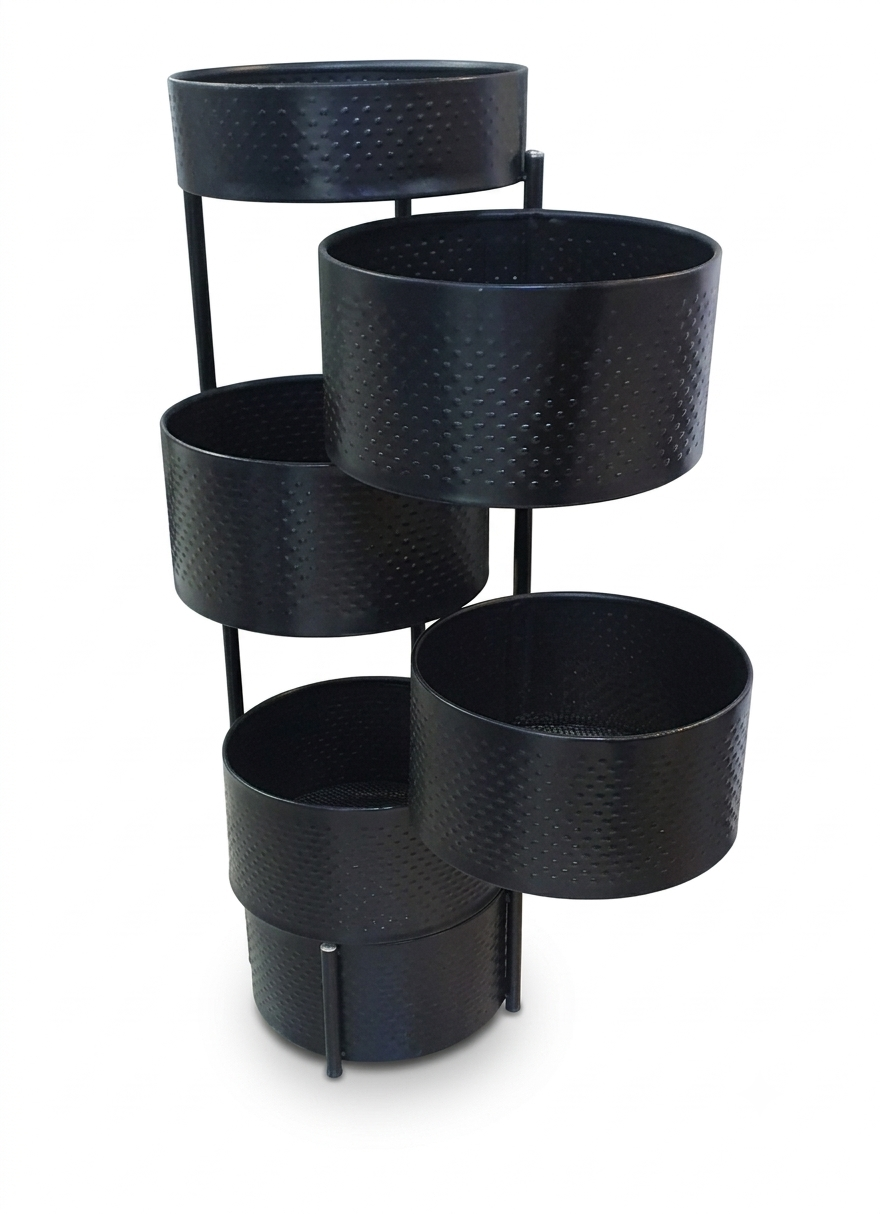 5-Tier Rolling Metal Storage Cart / Kitchen Organizer Trolley